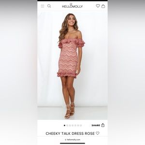 XS Hello Molly Dusty rose off shoulder lace dress with ruffle